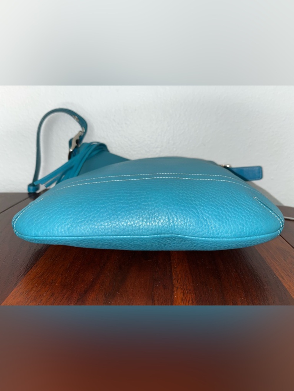 Coach Legacy Slim Shoulder Crossbody Bag in Teal Pebbled Leather 1427 like new - Picture 14 of 15